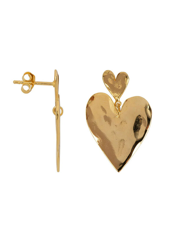 Betty Bogaers Double Heart Stud Earring Gold Plated