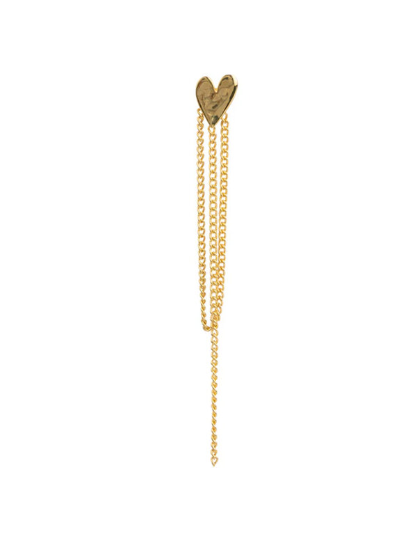 Betty Bogaers Heart Chain Stud Earring Gold Plated One Piece