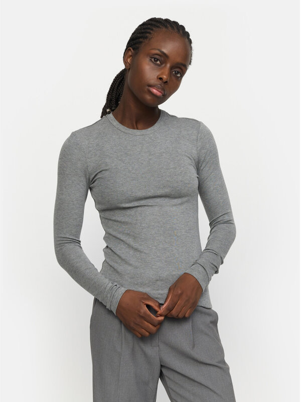 Soft Rebels Roman O-Neck Grey Malange