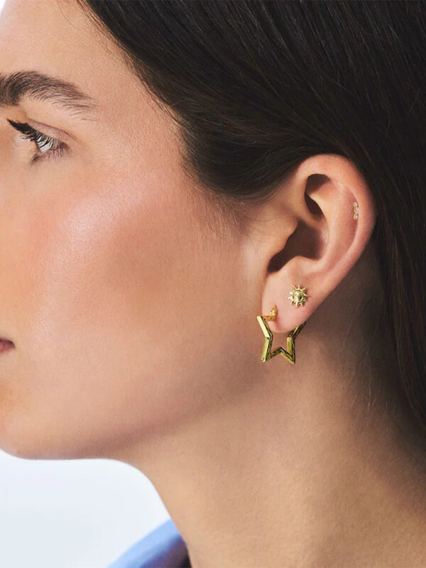 Anna + Nina Earring Single Sunny Stud Gold Plated