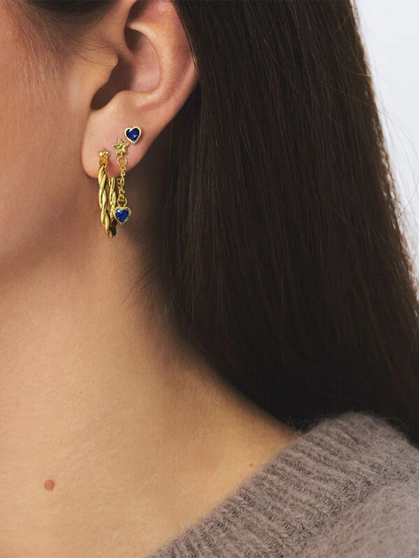 Anna + Nina Earring Single Platonic Love Stud Gold Plated