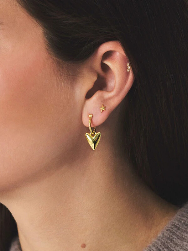 Anna + Nina Earring Single Lonely Star Stud Gold Plated