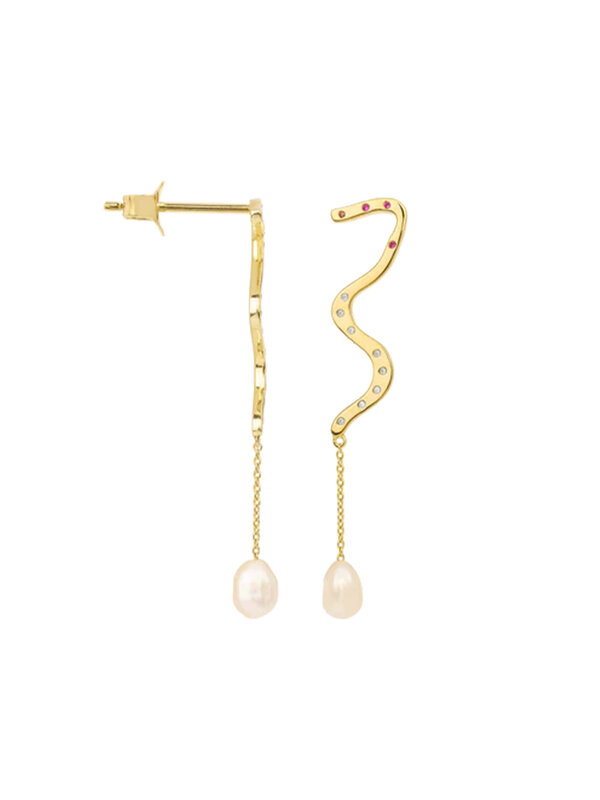 Anna + Nina Earring Single Milky Way Chain Stud Goldplated