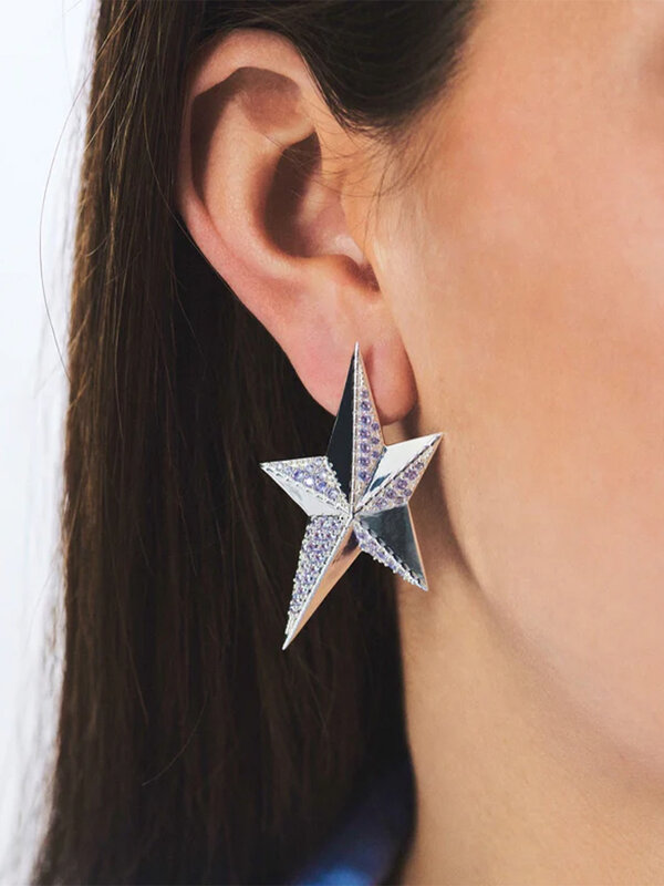 Anna + Nina Earring Single Interstellar Stud Silver