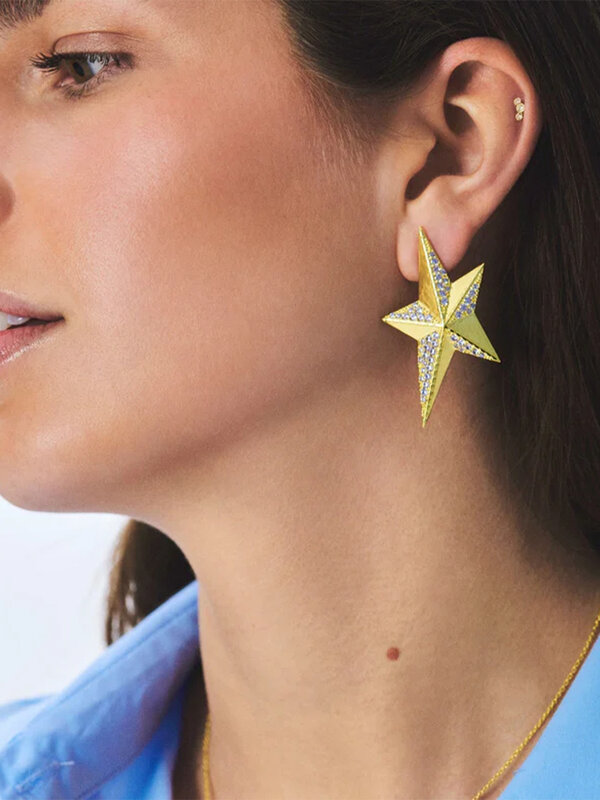 Anna + Nina Earring Single Interstellar Stud Goldplated