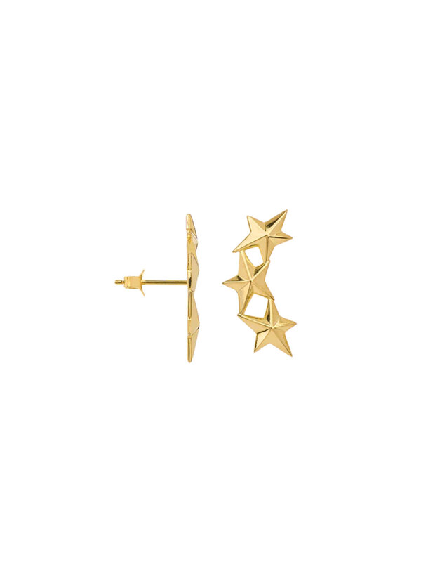 Anna + Nina Earring Single Stars Aligned Stud Goldplated