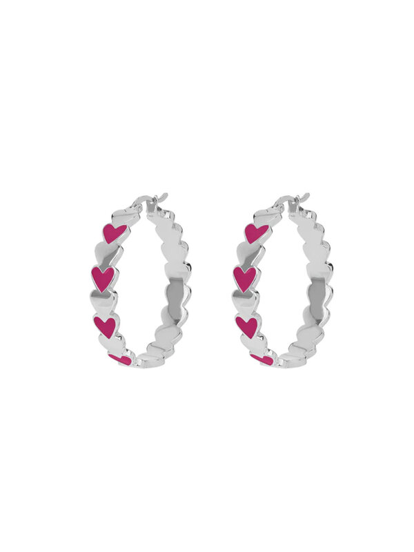 Anna + Nina Earrings Large Beloved Mauve Hoop Silver