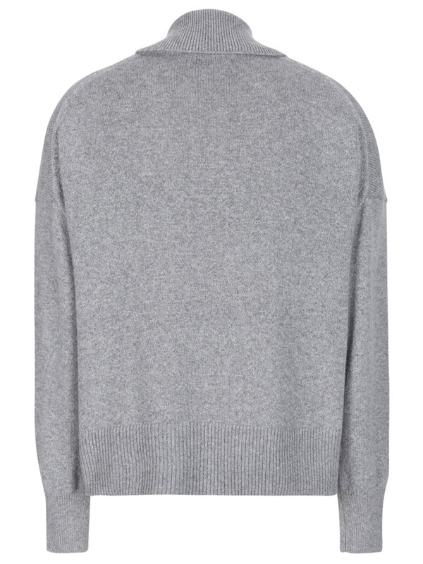 Soft Rebels Luni Spread Collar Knit Medium Grey Melange