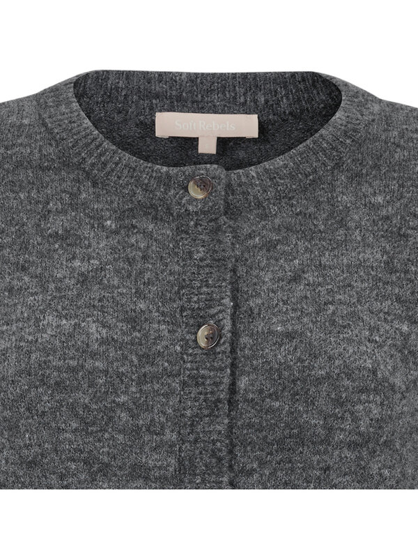 Soft Rebels Allison V-Neck Knit Medium Grey Melange