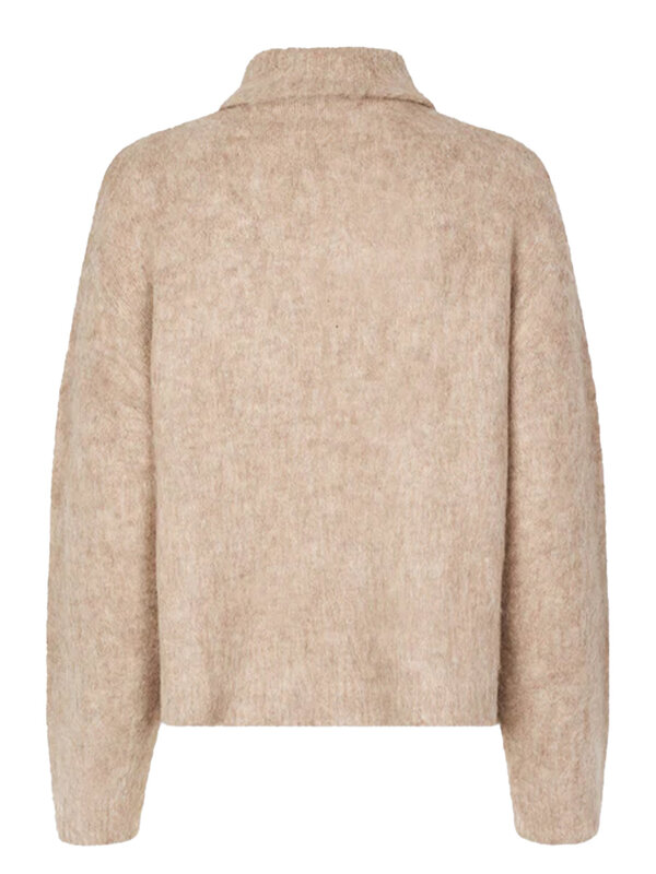 Modström Kane Zip T-Neck Pullover Beige Melange