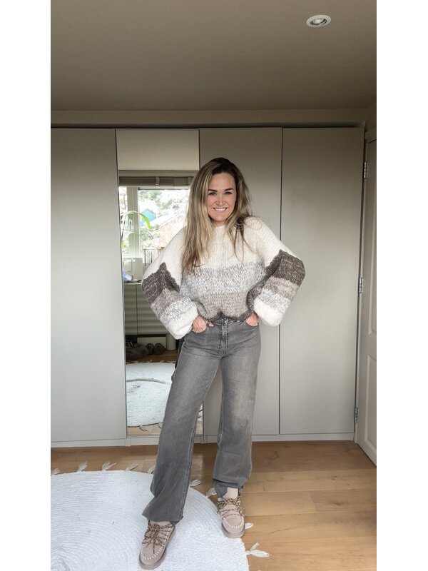 By Sara Collection Siena Wide Leg Jeans Grey/Brown