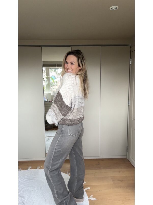 By Sara Collection Siena Wide Leg Jeans Grey/Brown