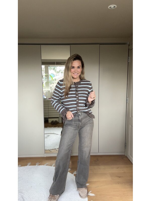 By Sara Collection Siena Wide Leg Jeans Grey/Brown