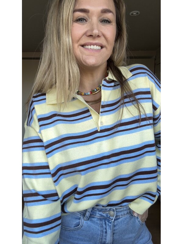By Sara Collection Louise Polo Blauw geel Gestreept