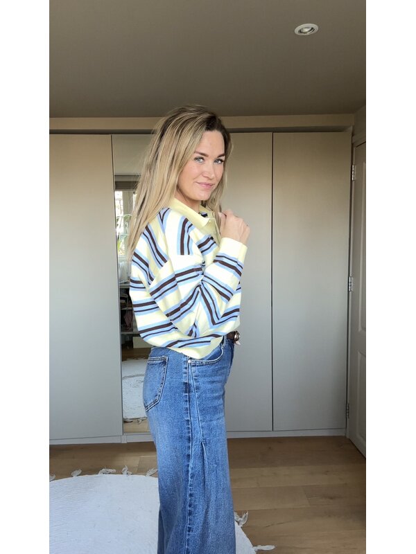 By Sara Collection Louise Polo Blauw geel Gestreept