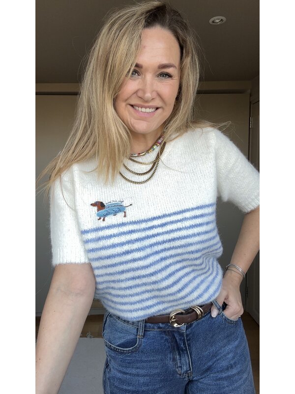 By Sara Collection Emma Knit Blauw wit Emma Knit Blauw wit