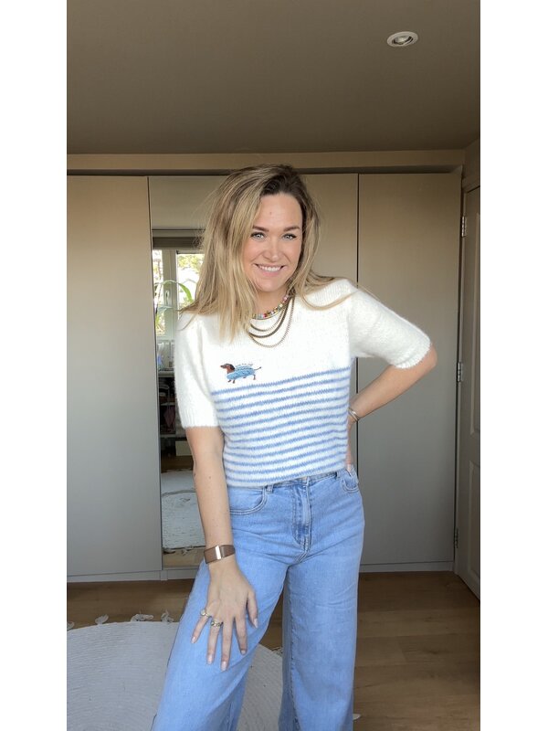 By Sara Collection Emma Knit Blauw wit