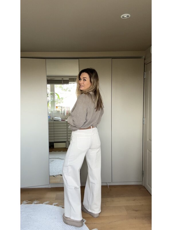 By Sara Collection Sereen Wide Leg Jeans Creme