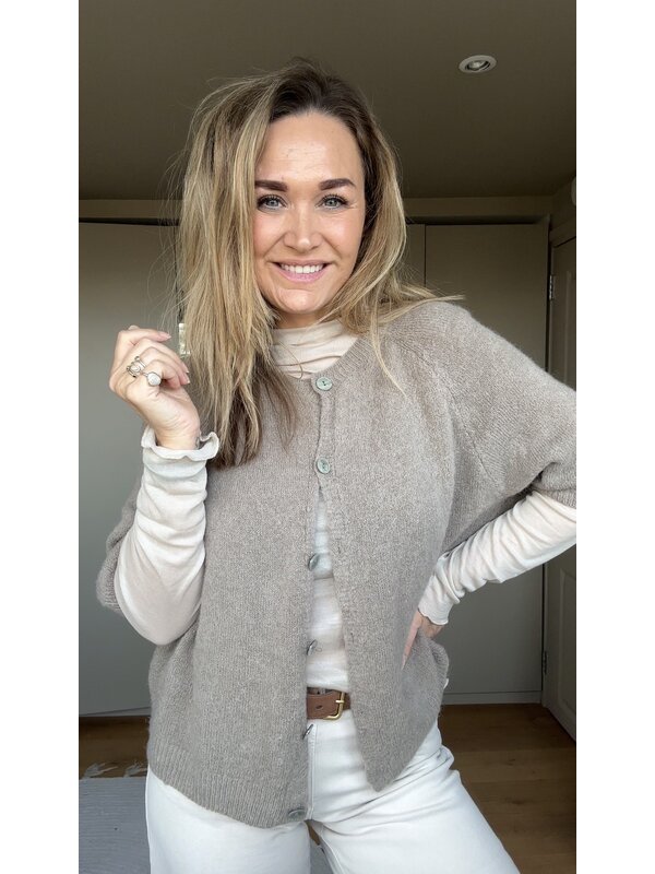 By Sara Collection Quinn Vest Short Sleeve Taupe Quinn Vest Short Sleeve Taupe