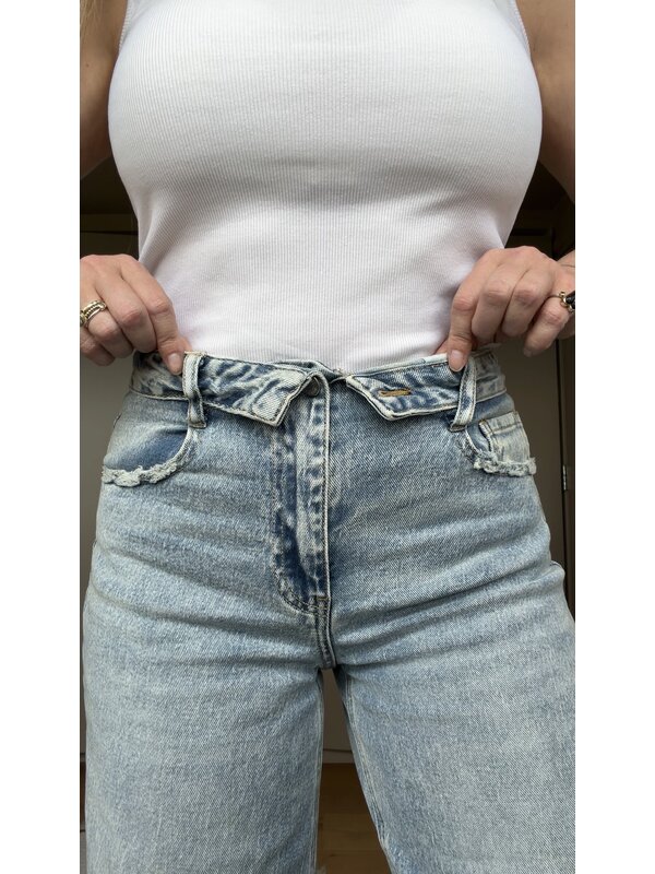 By Sara Collection Tirza Jeans Wide Leg Folded Waist Licht Blauw