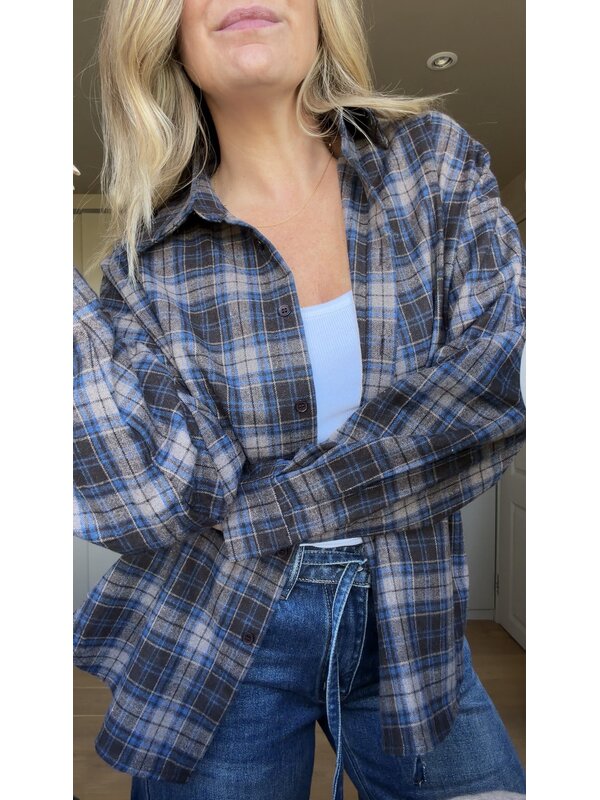 By Sara Collection Rosa Shirt Ruit Blauw/Bruin By Sara Collection Rosa Shirt Ruit Blauw/Bruin