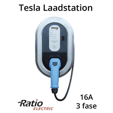 Ratio Tesla Laadstation type 2, 16A, 3 fase met vaste rechte laadkabel