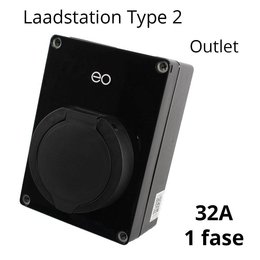 EO Mini Laadstation type 2 Outlet 32A Zwart