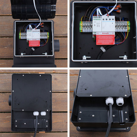 EVHUB Laadstation type 1, 16A, 1 fase met vaste rechte laadkabel - 12 meter - Zwart