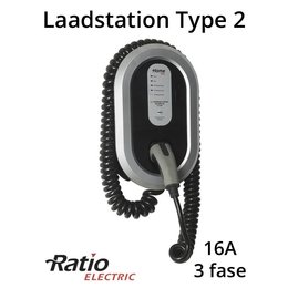 Ratio EV Home Box Plus type 2, 3 fase 16A, Coiled laadkabel + KWh meter