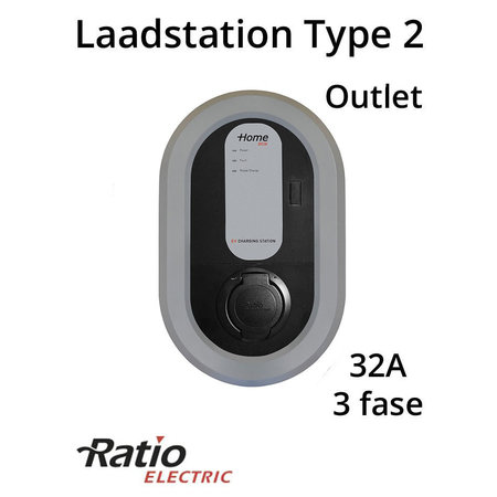 Ratio EV Home Box Laadstation type 2 Outlet 3 fase 32A - met sleutelvergrendeling