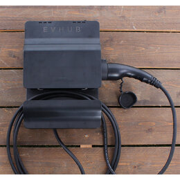 EVHUB Laadstation type 1, 32A, 1 fase, 5 meter rechte laadkabel - Zwart