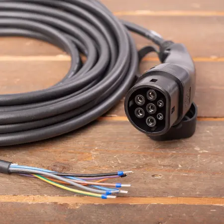Ratio Premium Laadkabel type 2 naar Open eind - 1 fase 32A - 10 meter