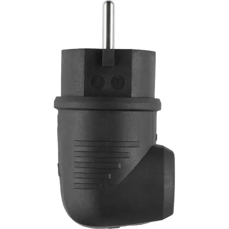 ABL Original Haakse Geaarde Stekker 16A 250V IP44 Zwart – SCHUKO & Frans-Belgisch (CEE 7/7) Rubber TPE