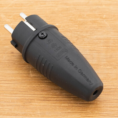 ABL Randgeaarde Schuko Stekker 2P Rubber IP44 Zwart - Copy