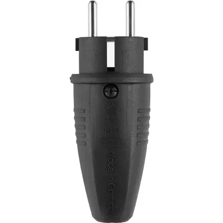 ABL Randgeaarde Schuko Stekker 2P Rubber IP44 Zwart - Copy