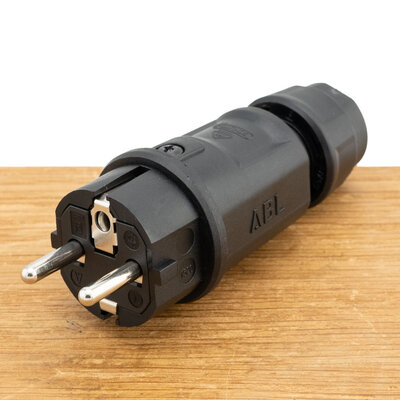 ABL Hightech stekker (100000064) SCHUKO & Frans/Belgisch Elamid zwart IP54