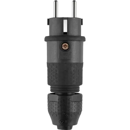 ABL ABL Professional geaarde stekker 16A 250V IP54 zwart - SCHUKO (Type F) & Frans/Belgisch (Type E) - 2K Elamid/TPE behuizing