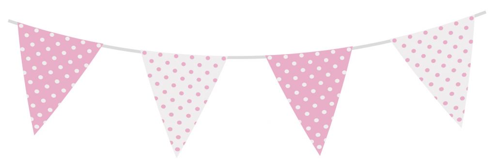 Vlaggenlijn Stippen Baby Roze 3.6M