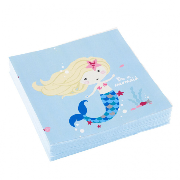 Servetten Be A Mermaid Blauw 33cm x 33cm (20ST)