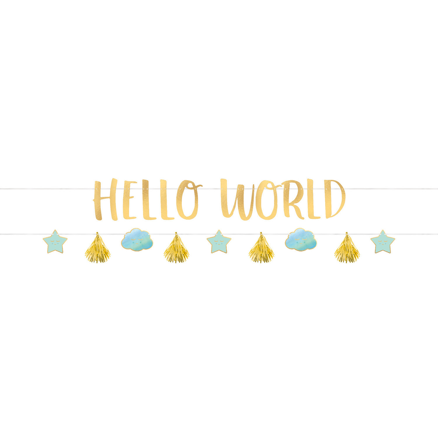 Mega Banner "Hello World" Blauw 1.77cm x 18cm (2D)