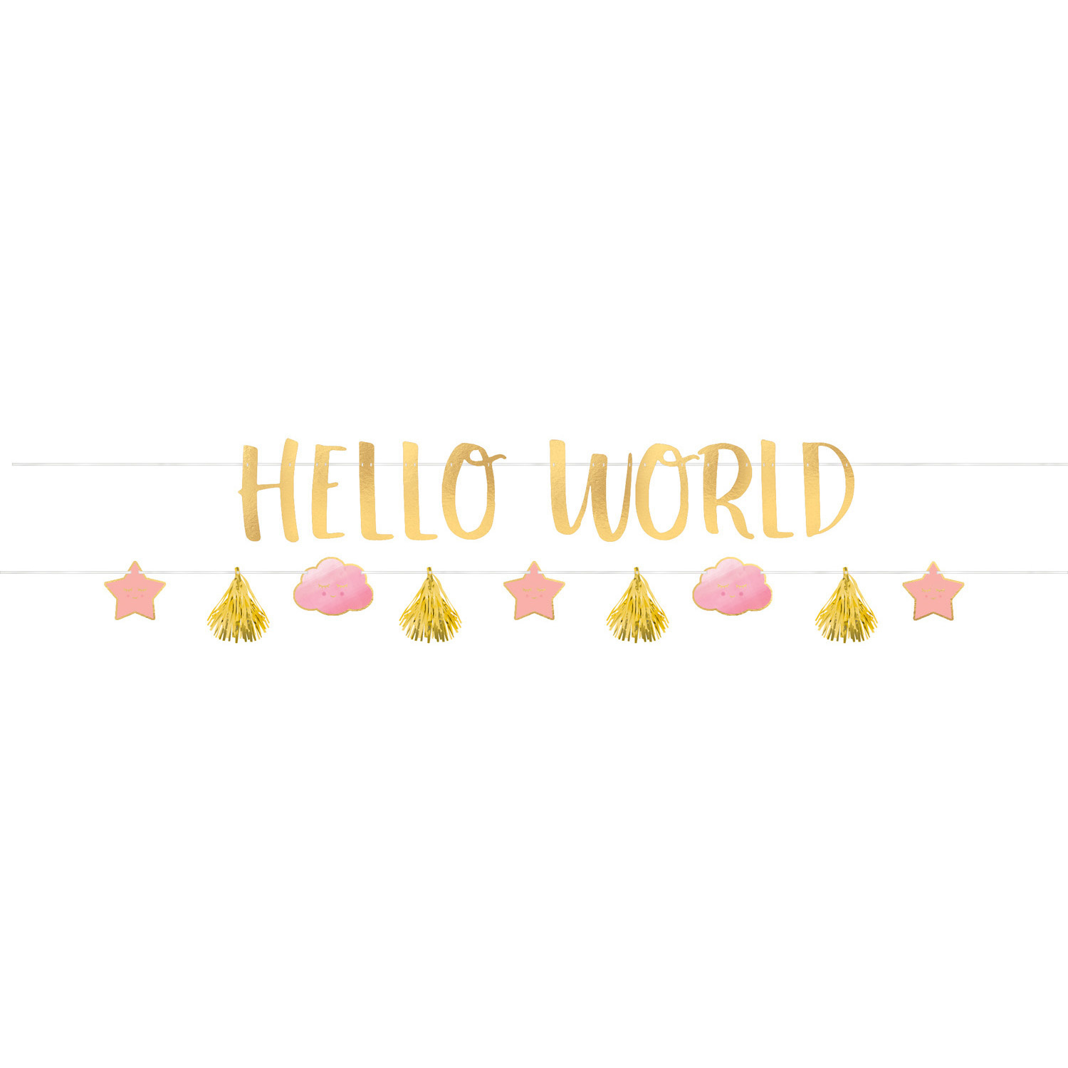 Mega Banner "Hello World" Roze 1.77cm x 18cm (2D)
