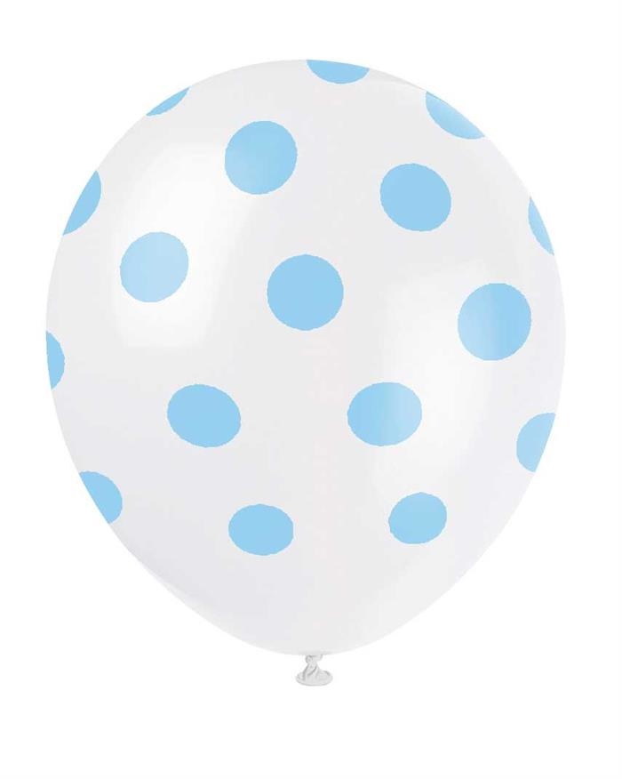 Ballonnen Stippen Baby Blauw 30CM (6ST)
