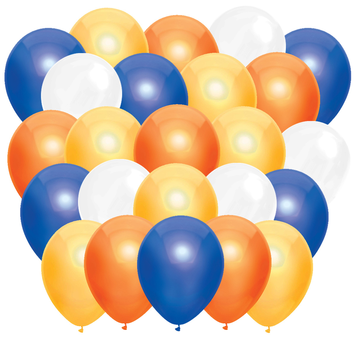 Ballonnen Metallic Donkerblauw / Geel / Wit / Oranje (40ST)