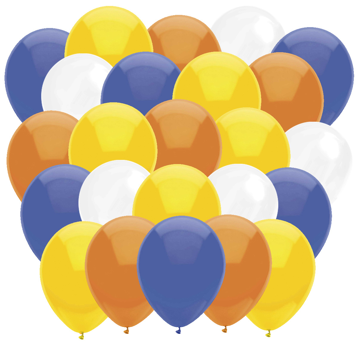 Ballonnen Geel / Wit / Oranje / Donkerblauw (40ST)