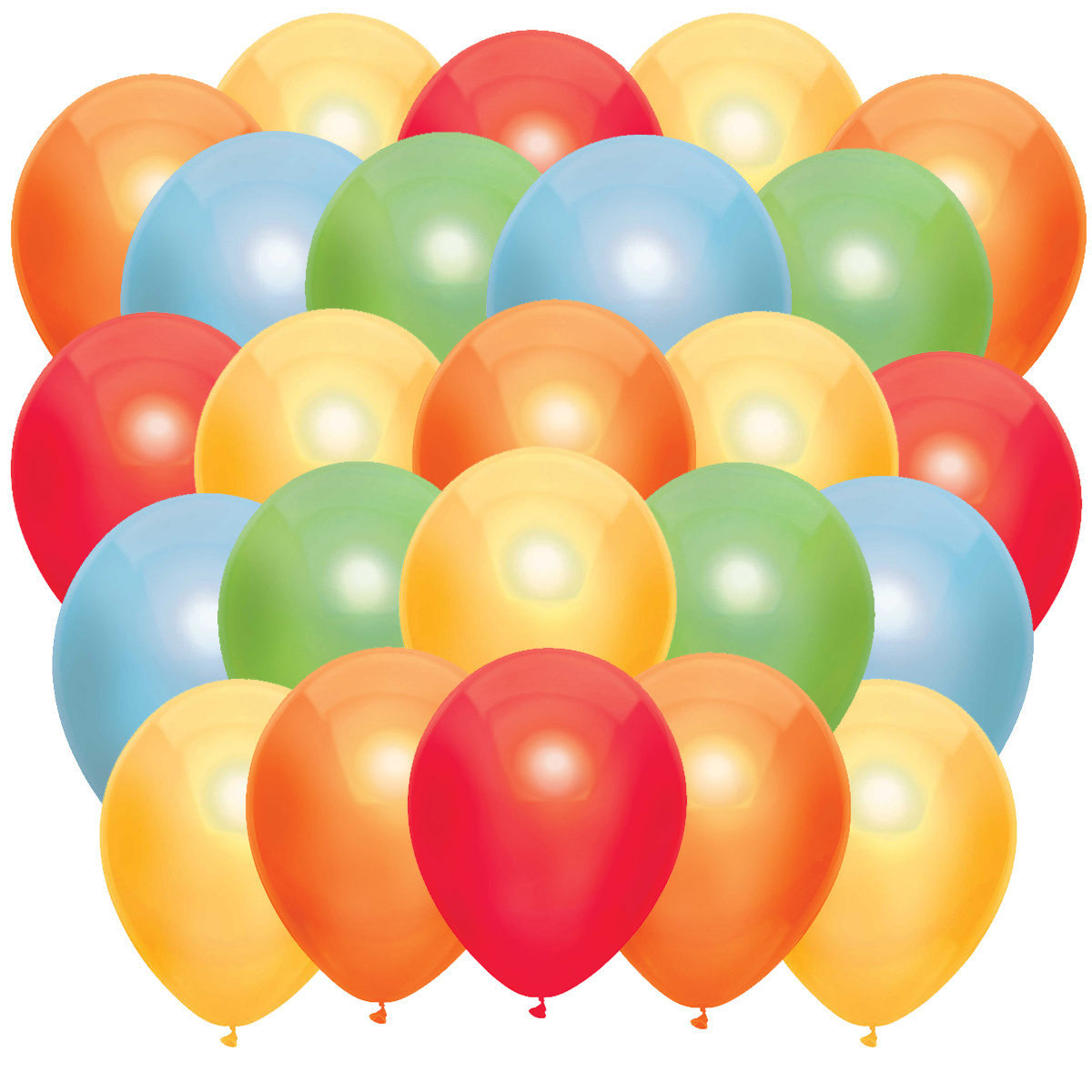Ballonnen Metallic Rood / Geel / Oranje / Lichtblauw / Lichtgroen (40ST)