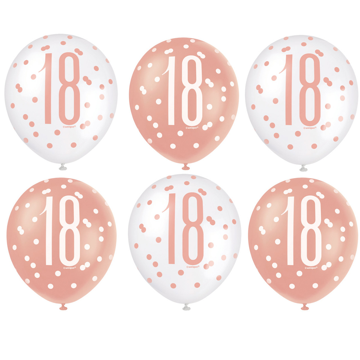 Ballonnen 18 Jaar Rosé Goud & Wit 30CM (6ST)