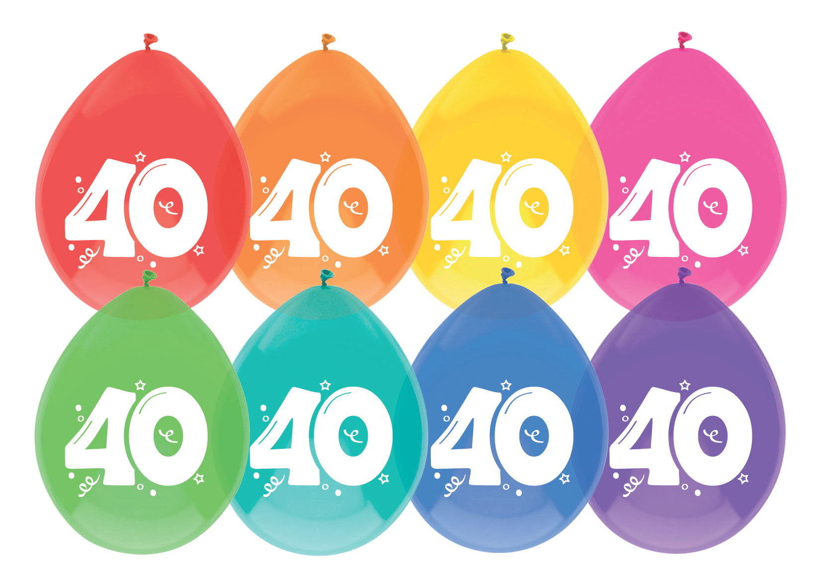 Ballonnen 40 Jaar Multicolor 30CM (8ST)
