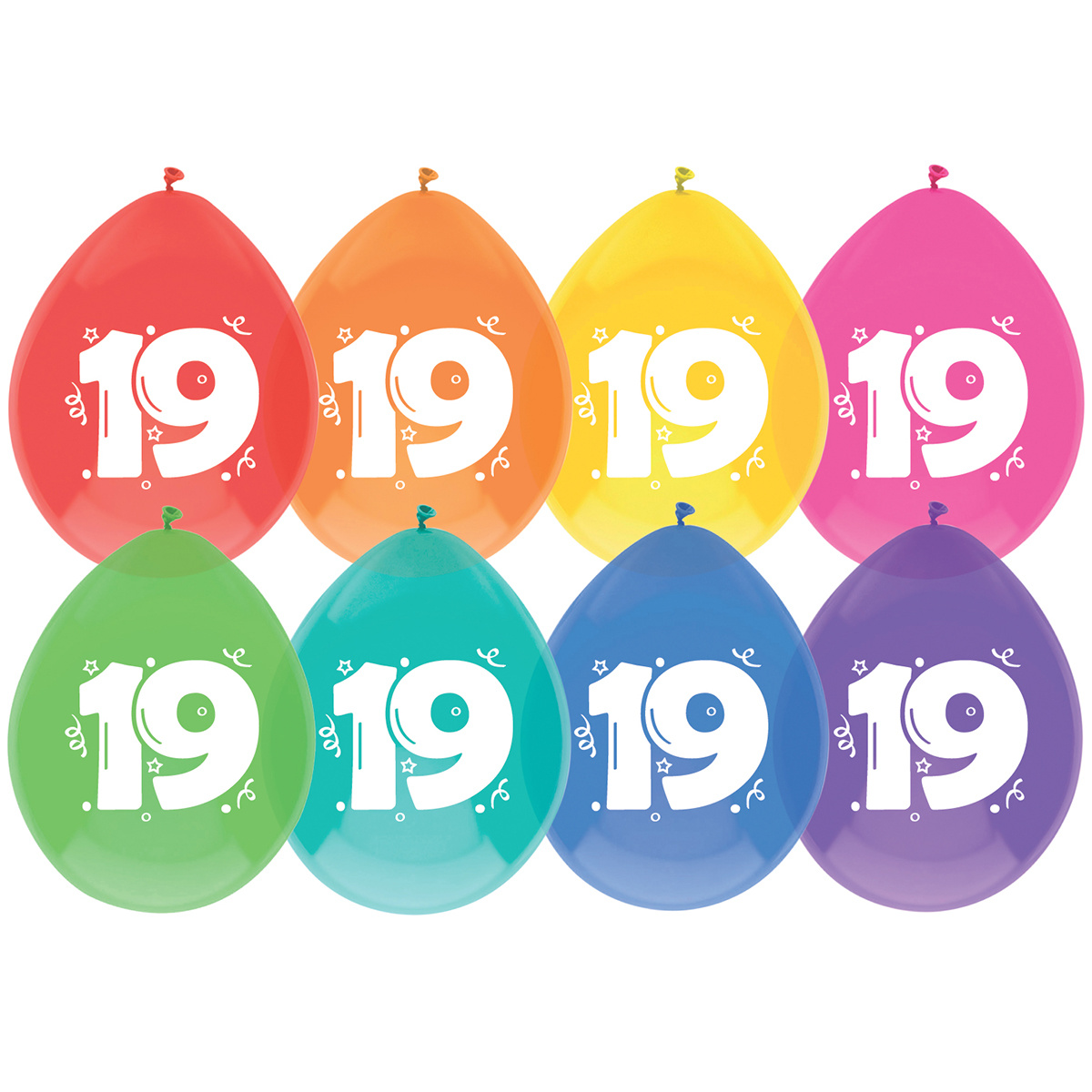 Ballonnen 19 Jaar Multicolor 30CM (8ST)