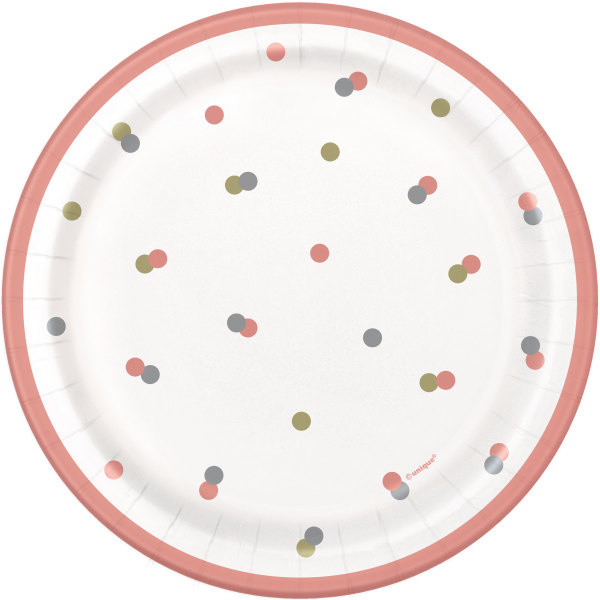 Bordjes Rosé Goud Stippen 18CM (8ST)