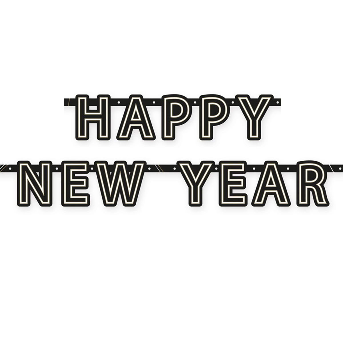 Letterslinger Happy New Year Zwart & Wit 1.8M
